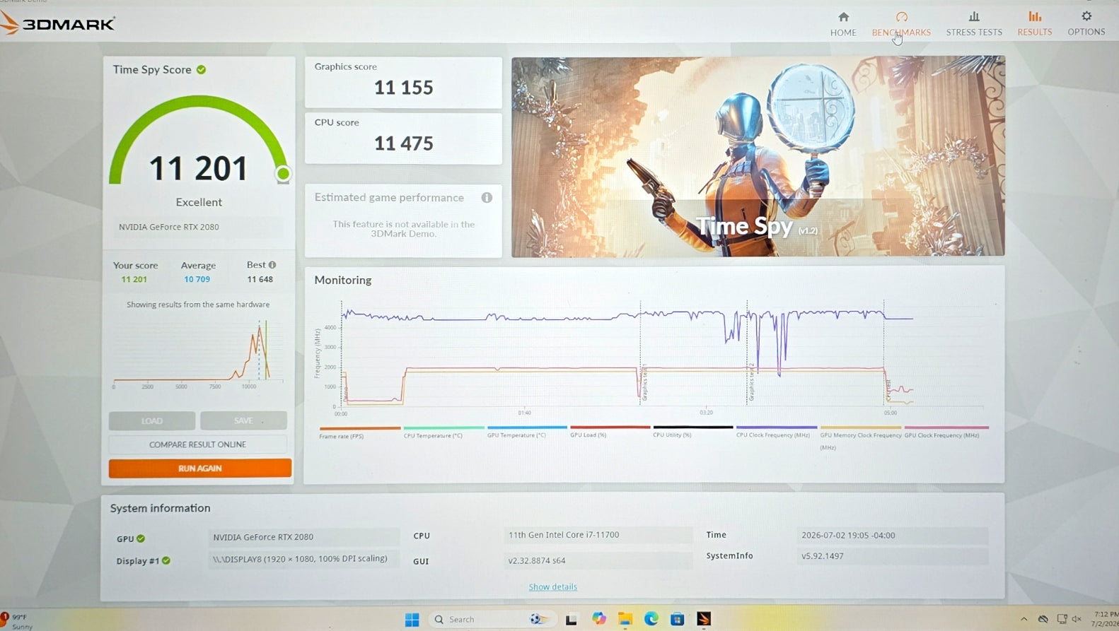 Aurora Drift - 3DMark Time Spy benchmark result 11,201
